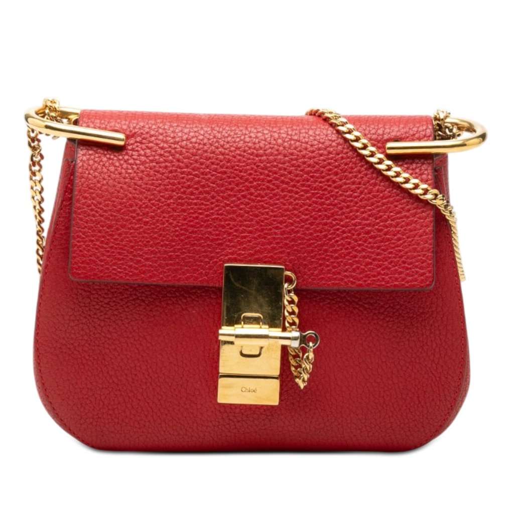 Chloé Mini Leather Drew Crossbody Red Leather Very good condition - Front View