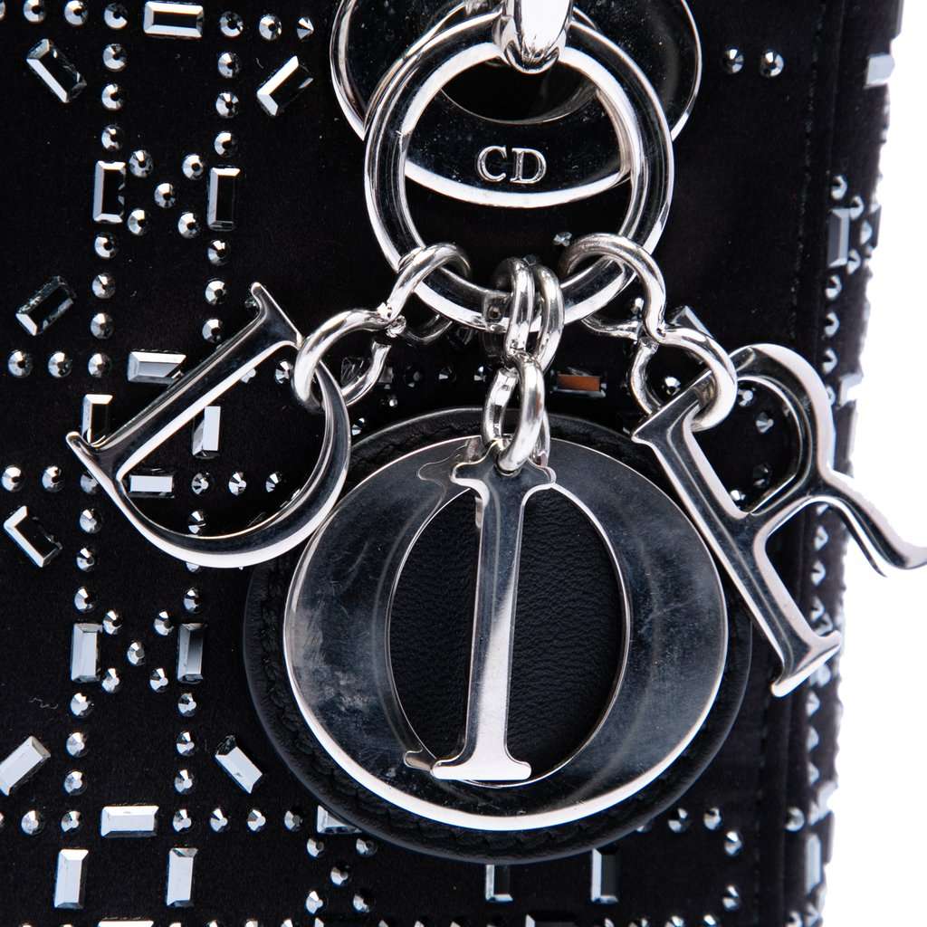 Dior Mini Velvet Cannage Strass Embellished Lady Dior Black Very good condition - Box View
