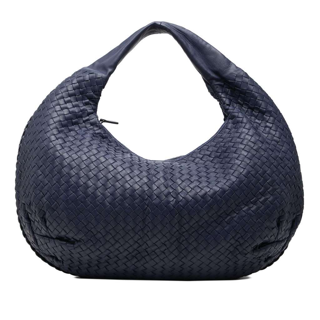 Bottega Veneta Large Nappa Intrecciato Belly Hobo Blue Leather Very good condition - Front View