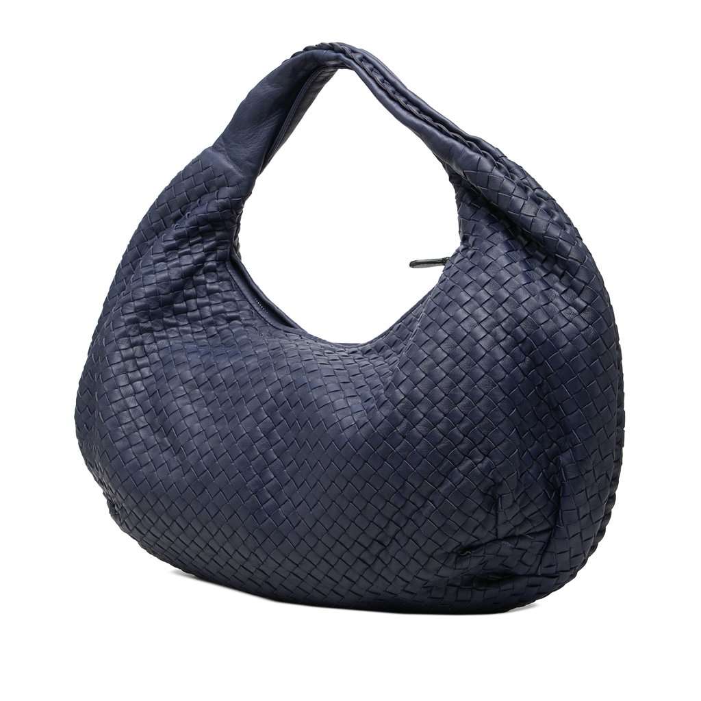 Bottega Veneta Large Nappa Intrecciato Belly Hobo Blue Leather Very good condition - Back View