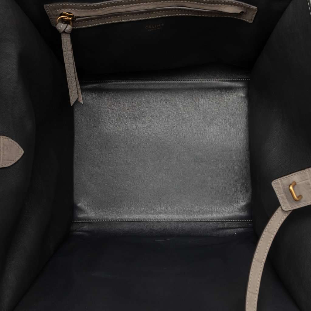 Celine Medium Croc Embossed Leather Luggage Phantom Tote Brown Leather Very good - Model View