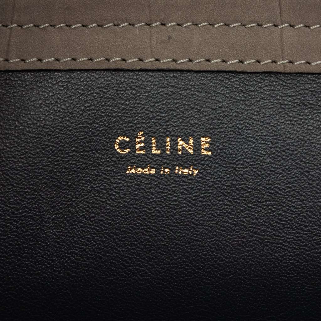 Celine Medium Croc Embossed Leather Luggage Phantom Tote Brown Leather Very good - Box View