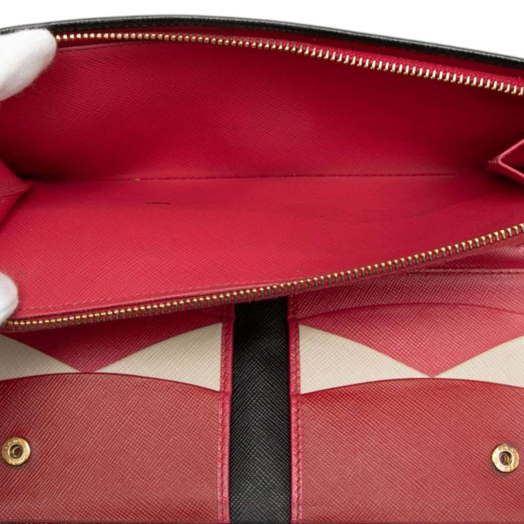 Prada Saffiano Zip Around Long Wallet Black Leather Very good - Box View