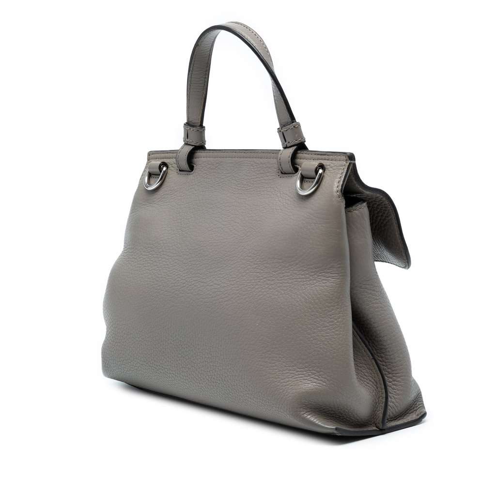 Gucci Small Leather Bamboo Daily Satchel Grey Leather Good condition - Back View