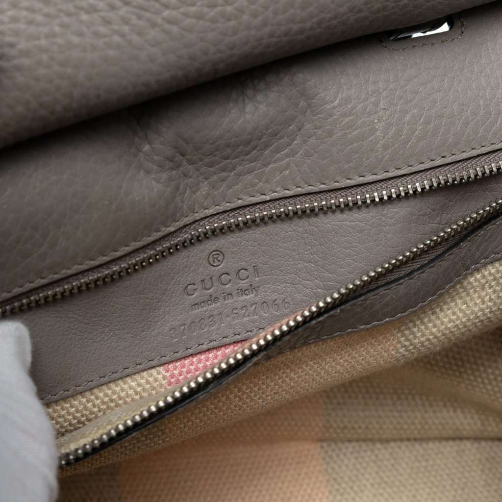 Gucci Small Leather Bamboo Daily Satchel Grey Leather Good condition - Box View