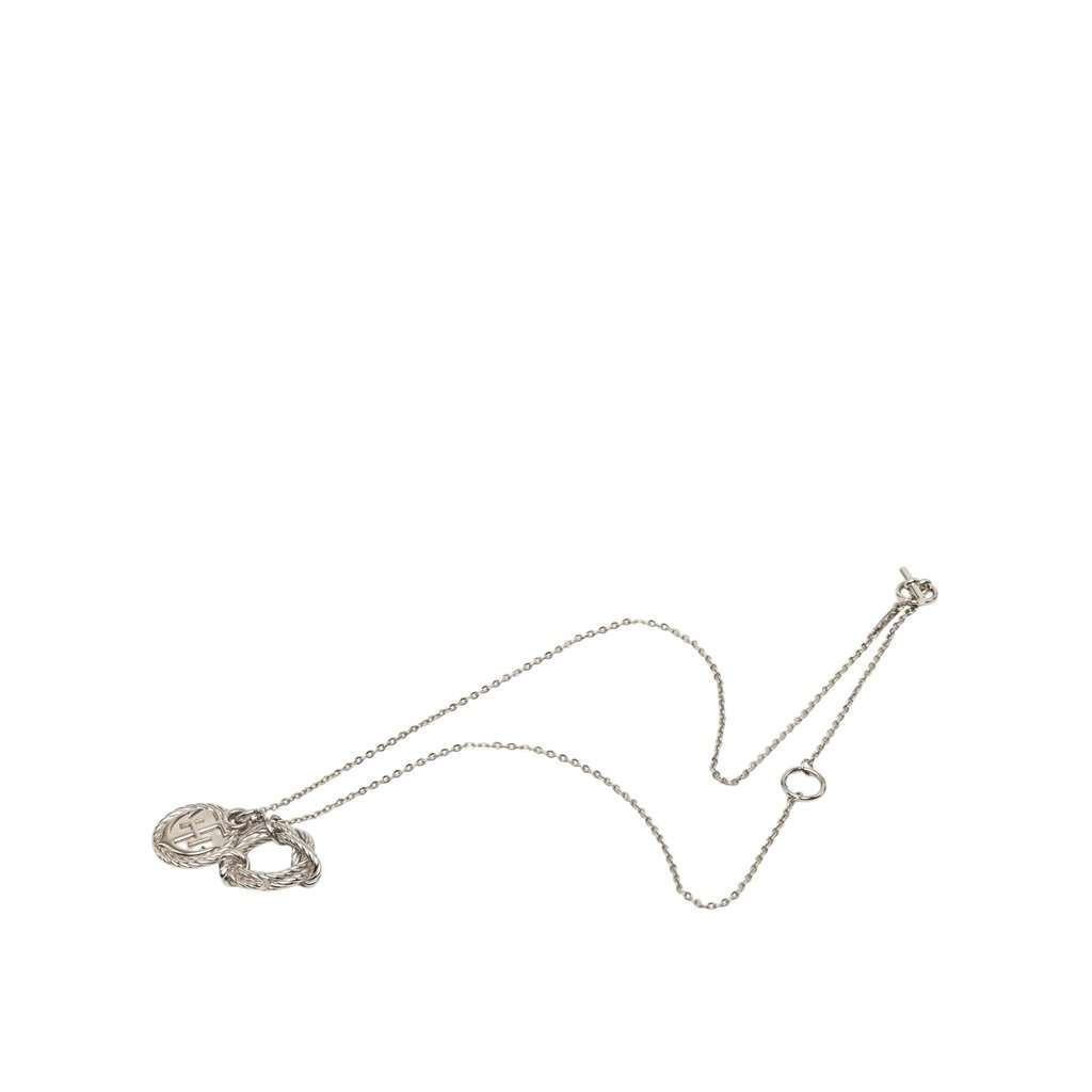 Hermès Palladium Plated Cordage Rope Pendant Necklace Silver Metal Very good - Front View