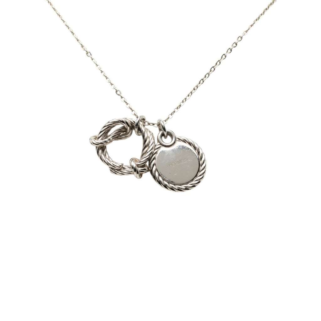 Hermès Palladium Plated Cordage Rope Pendant Necklace Silver Metal Very good - Inside View