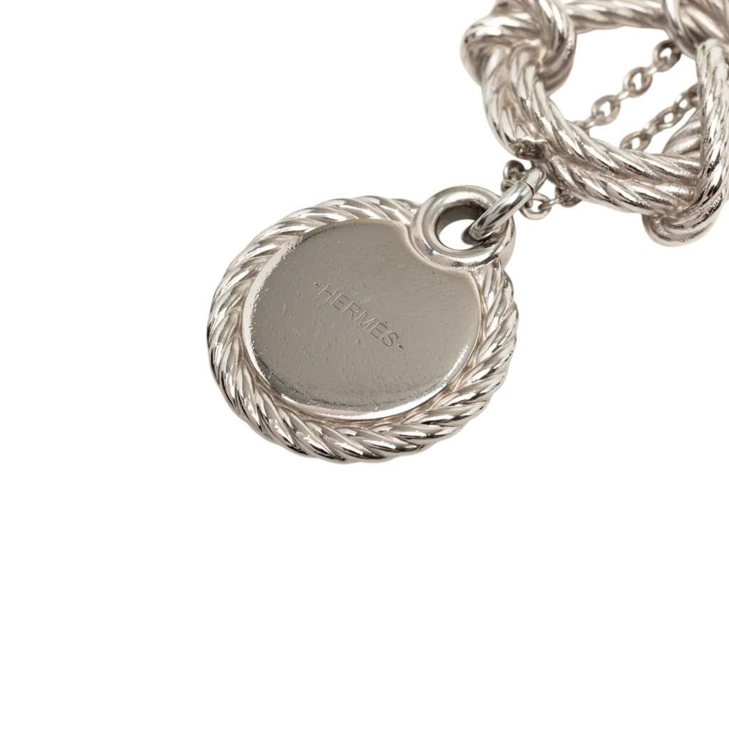 Hermès Palladium Plated Cordage Rope Pendant Necklace Silver Metal Very good - Model View