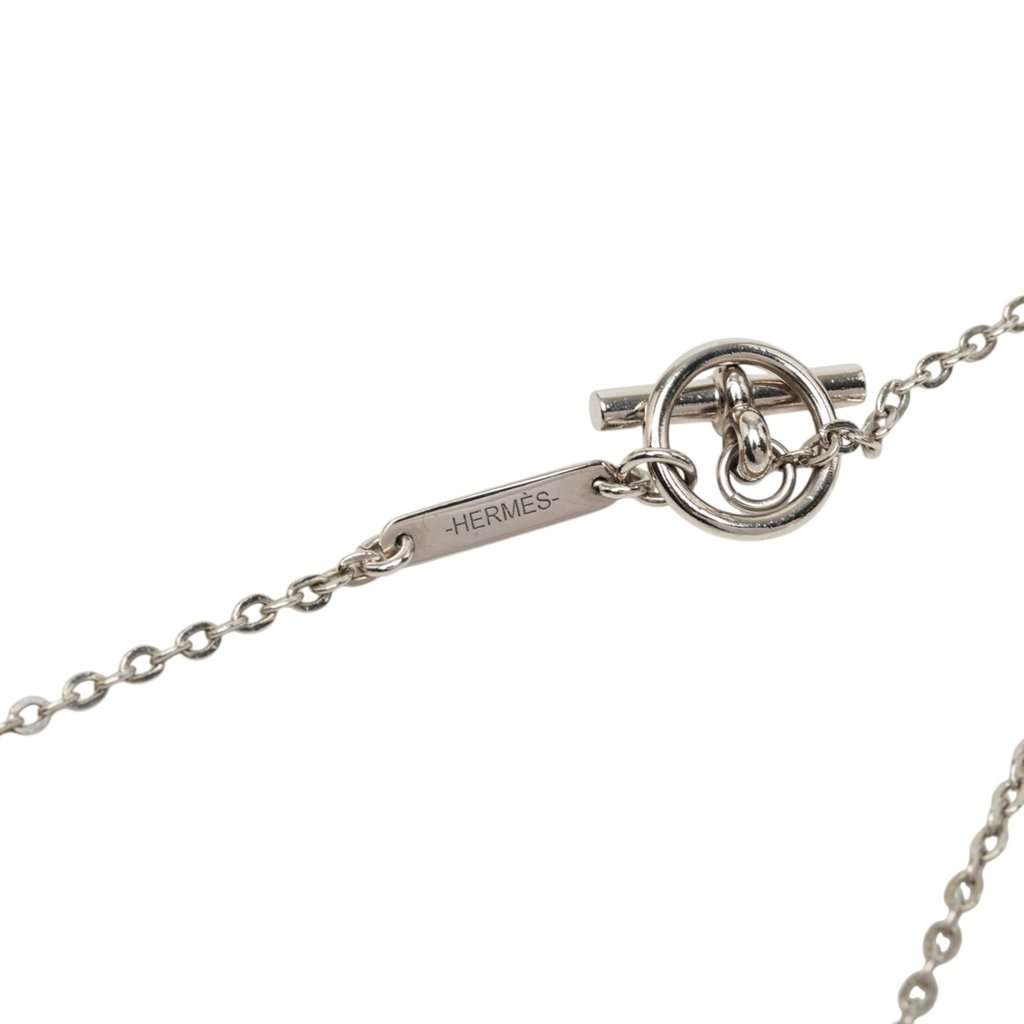 Hermès Palladium Plated Cordage Rope Pendant Necklace Silver Metal Very good - Box View