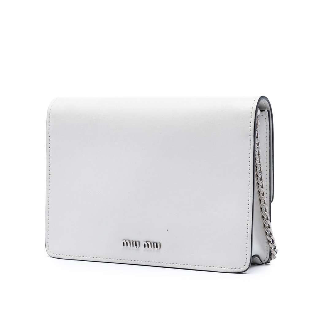 Miu Miu Smooth Leather Star Crystal Embellished Crossbody White Leather Very good condition - Back View