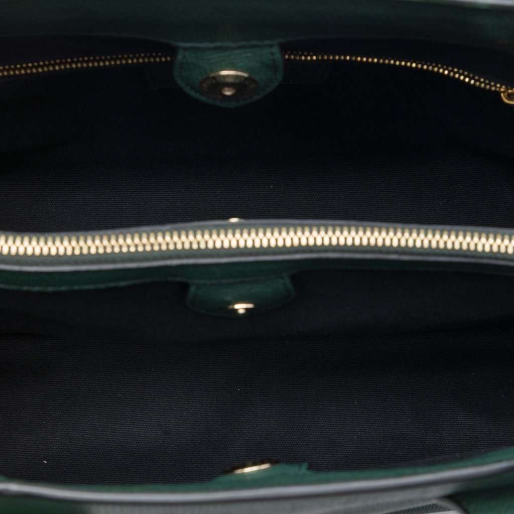Burberry Medium Leather and House Check Banner Satchel Green Leather Very good - Model View