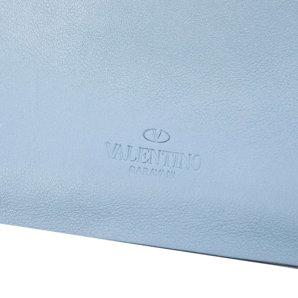 Valentino Leather Rockstud Wristlet Clutch Blue Leather Very good - Box View