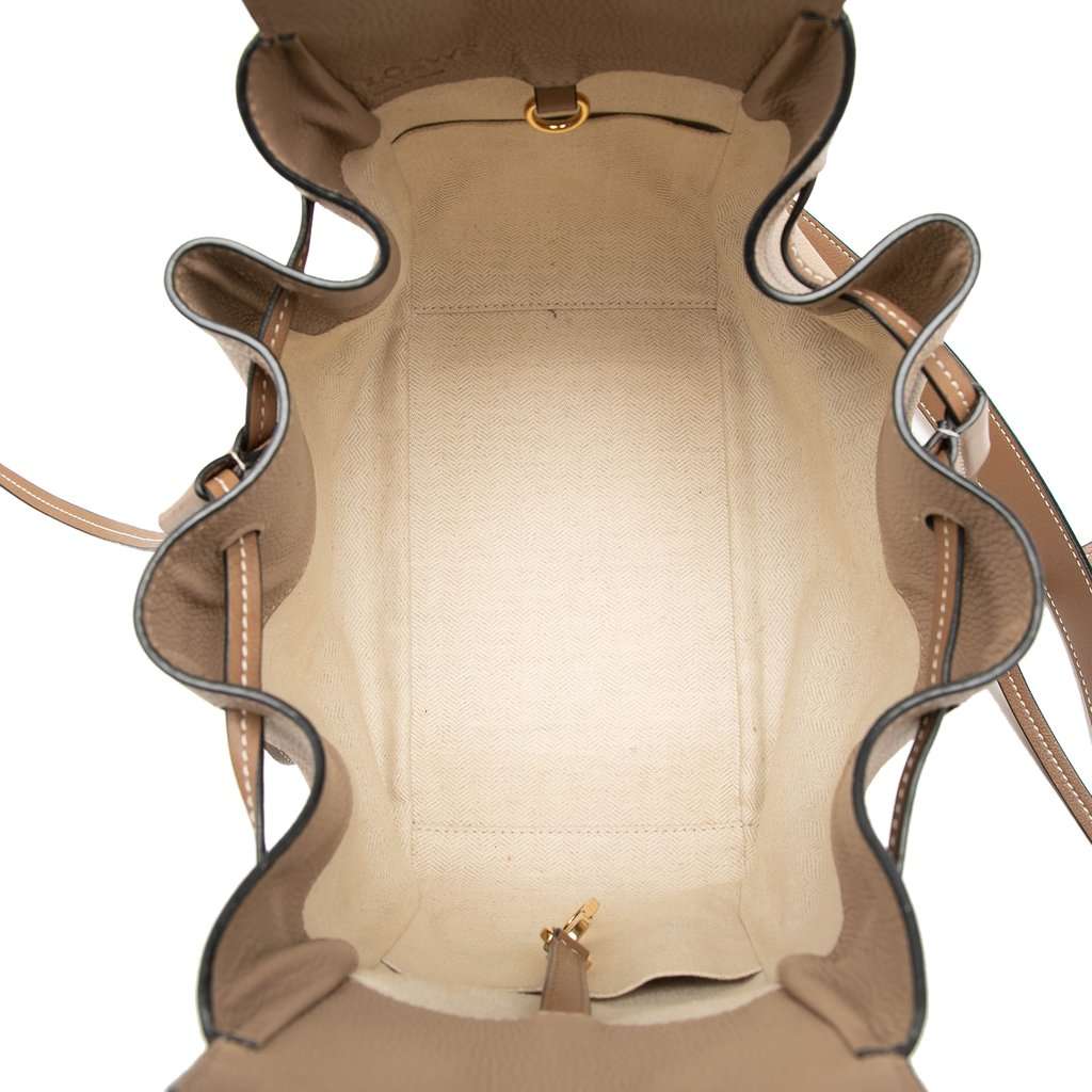 LOEWE Small Grained Calfskin Drawstring Hammock Bag Beige Leather Very good - Model View