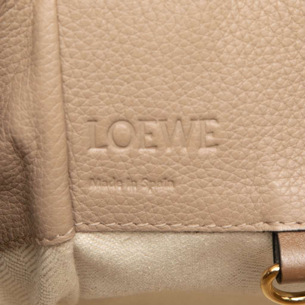 LOEWE Small Grained Calfskin Drawstring Hammock Bag Beige Leather Very good - Box View