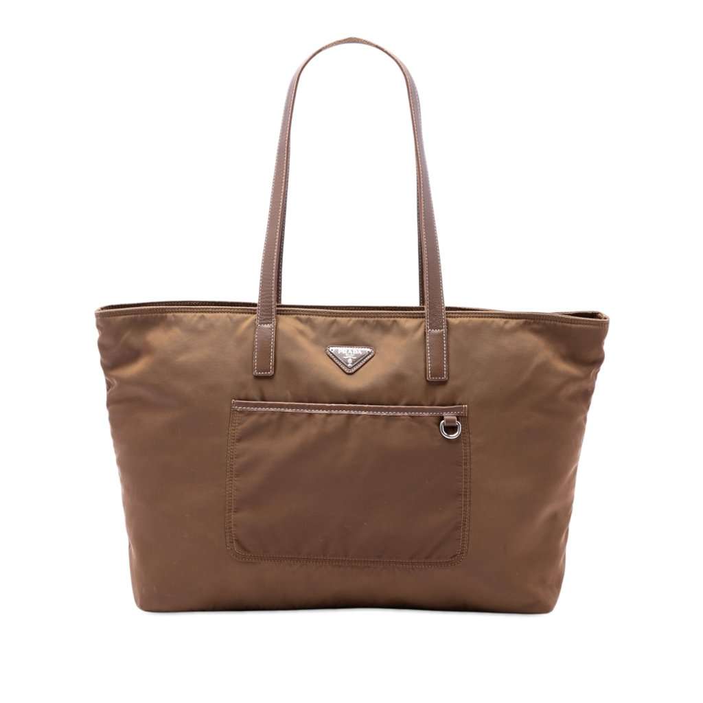 Prada Tessuto Pocket Tote Brown Very good - Front View