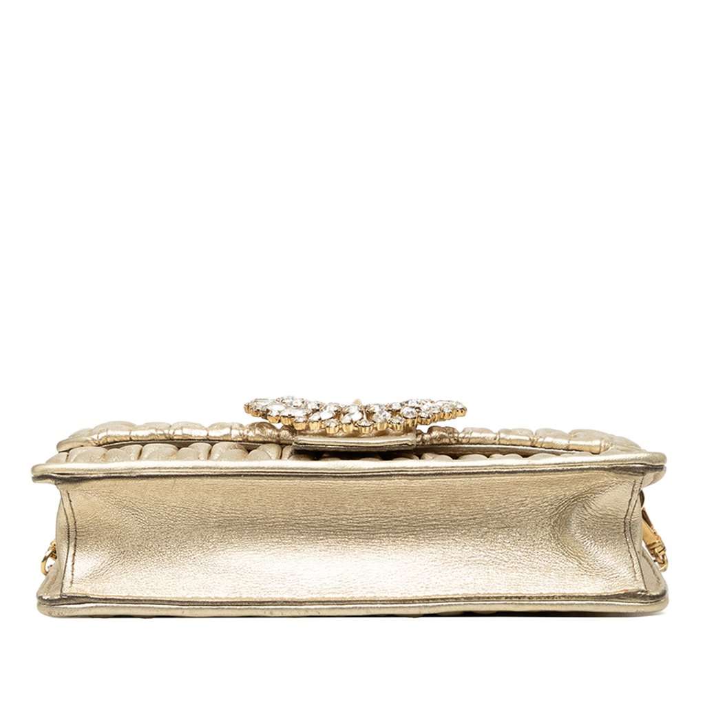 Miu Miu Metallic Matelasse Nappa Crystal Embellished Crossbody Gold Leather Very good condition - Inside View