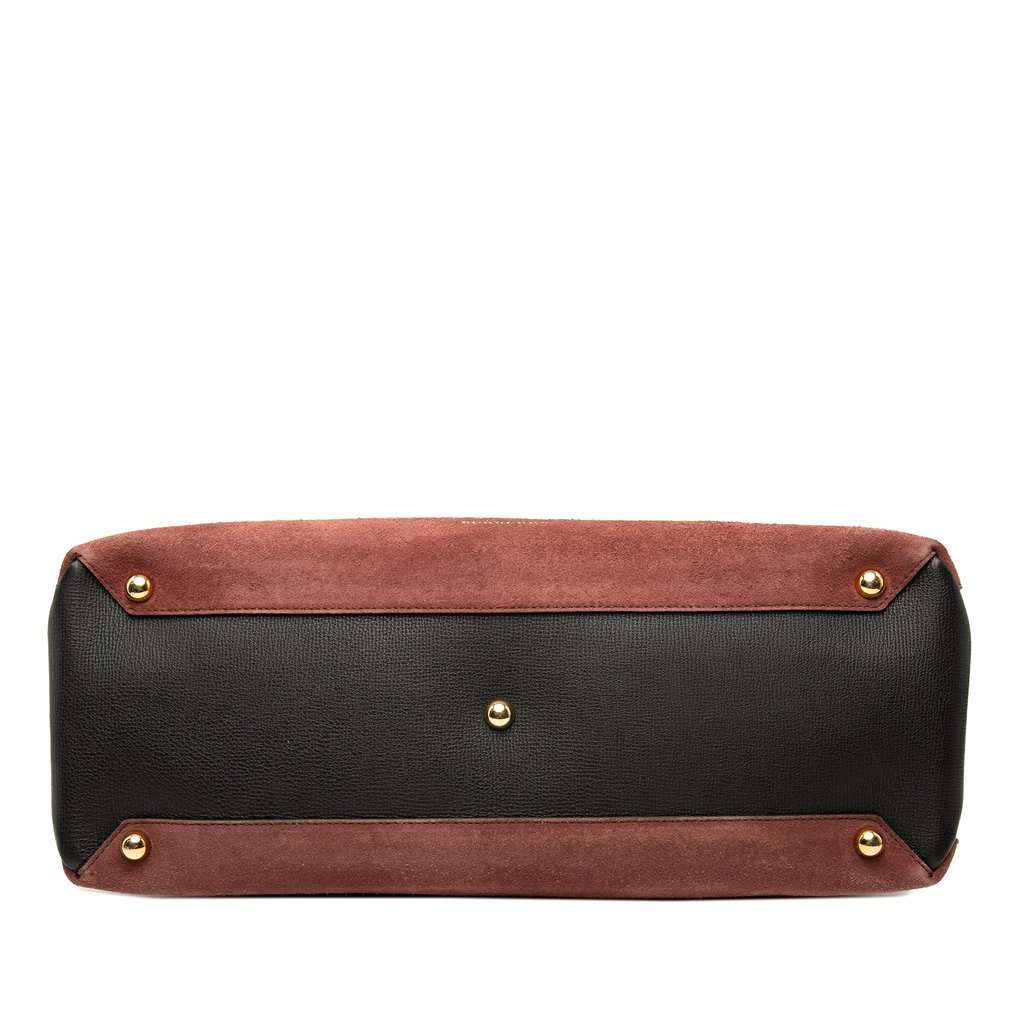 Burberry Large Suede and Calfskin Banner Satchel Red Leather Very good - Inside View
