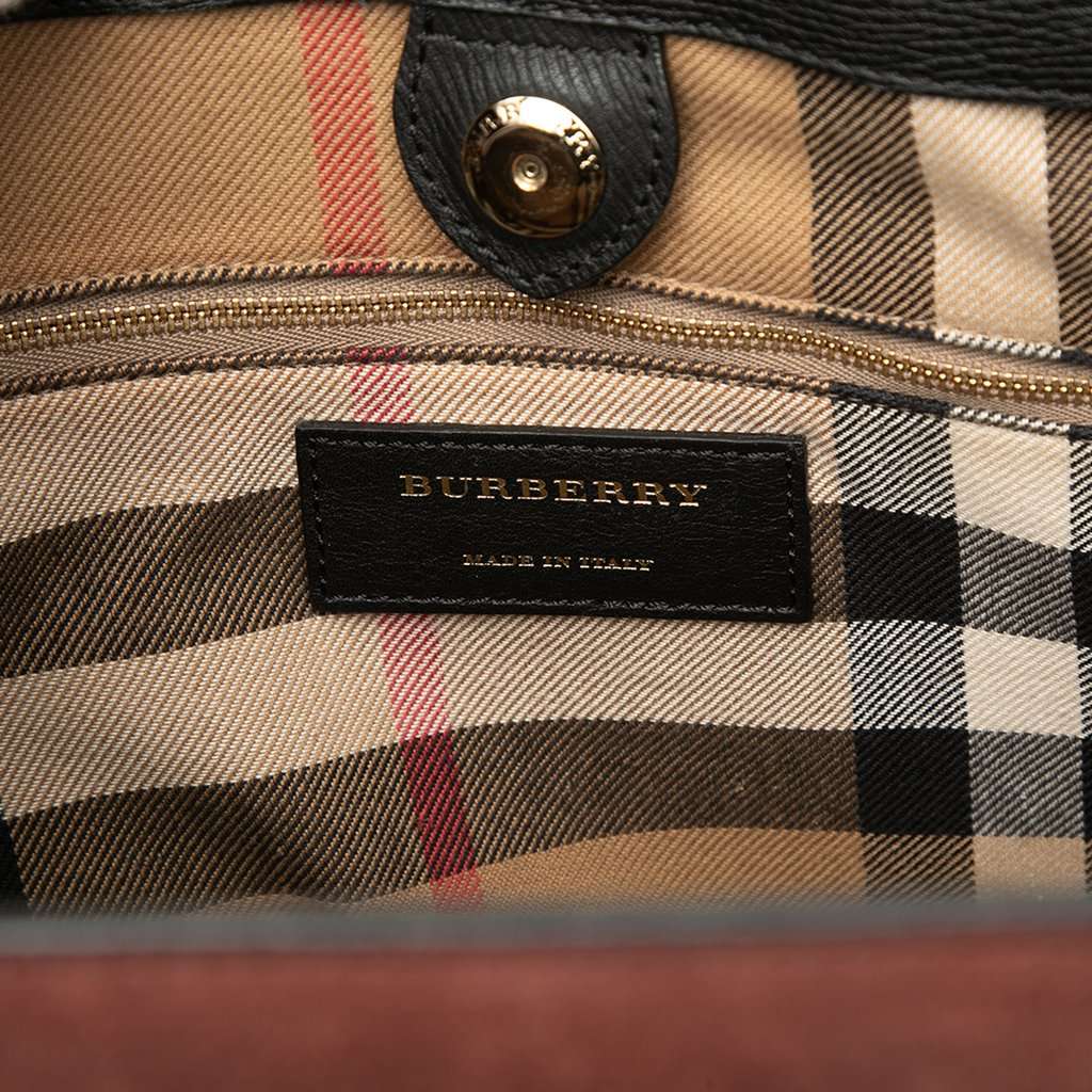 Burberry Large Suede and Calfskin Banner Satchel Red Leather Very good - Box View