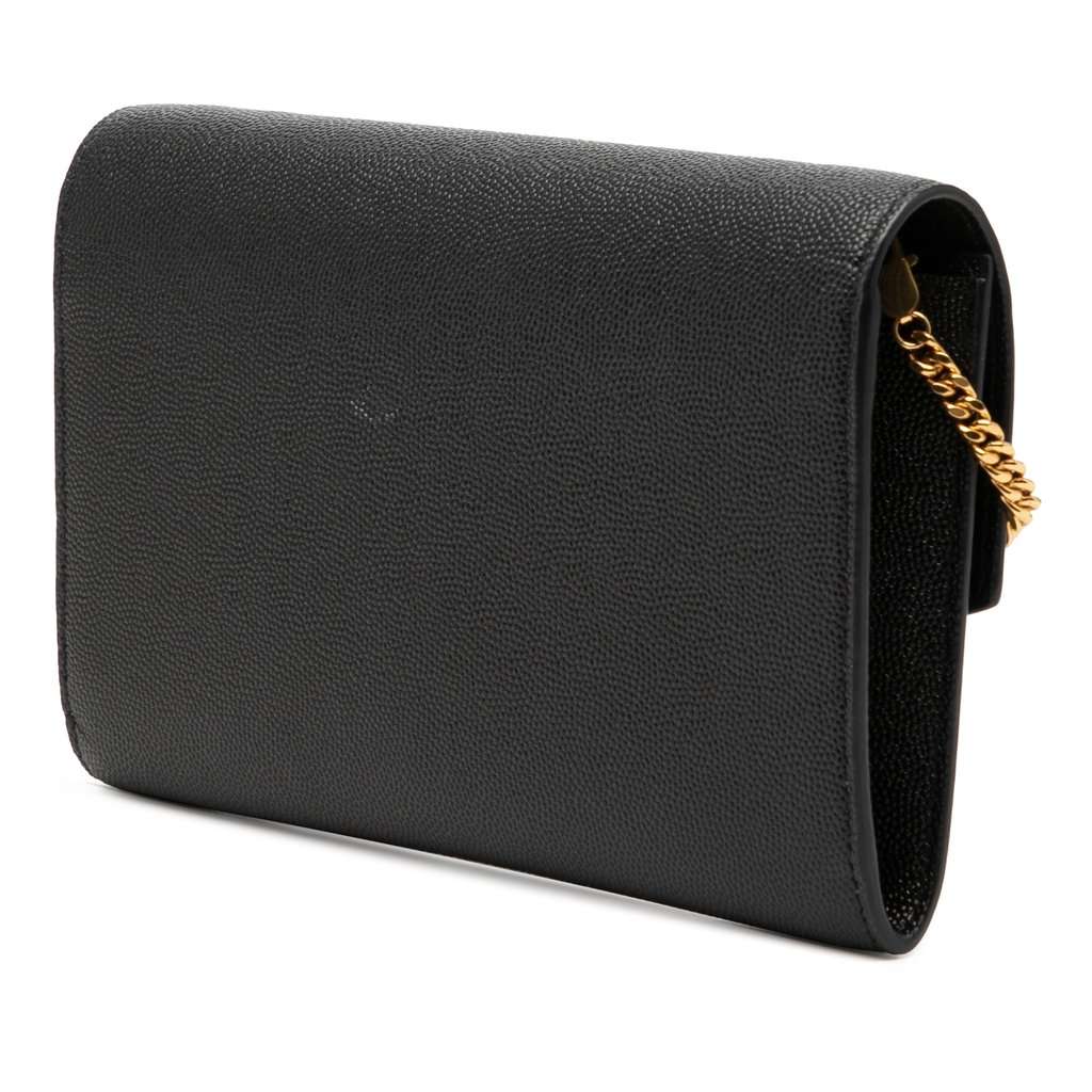 Saint Laurent Grain De Poudre Uptown Chain Wallet Black Leather Very good - Back View