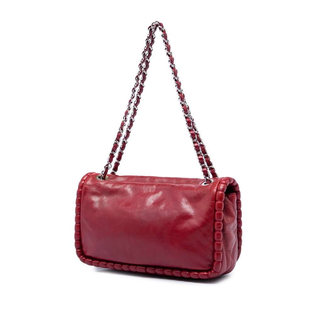 Chanel Paris Shanghai Calfskin On The Bund Pochette Red Leather Very good condition - Back View