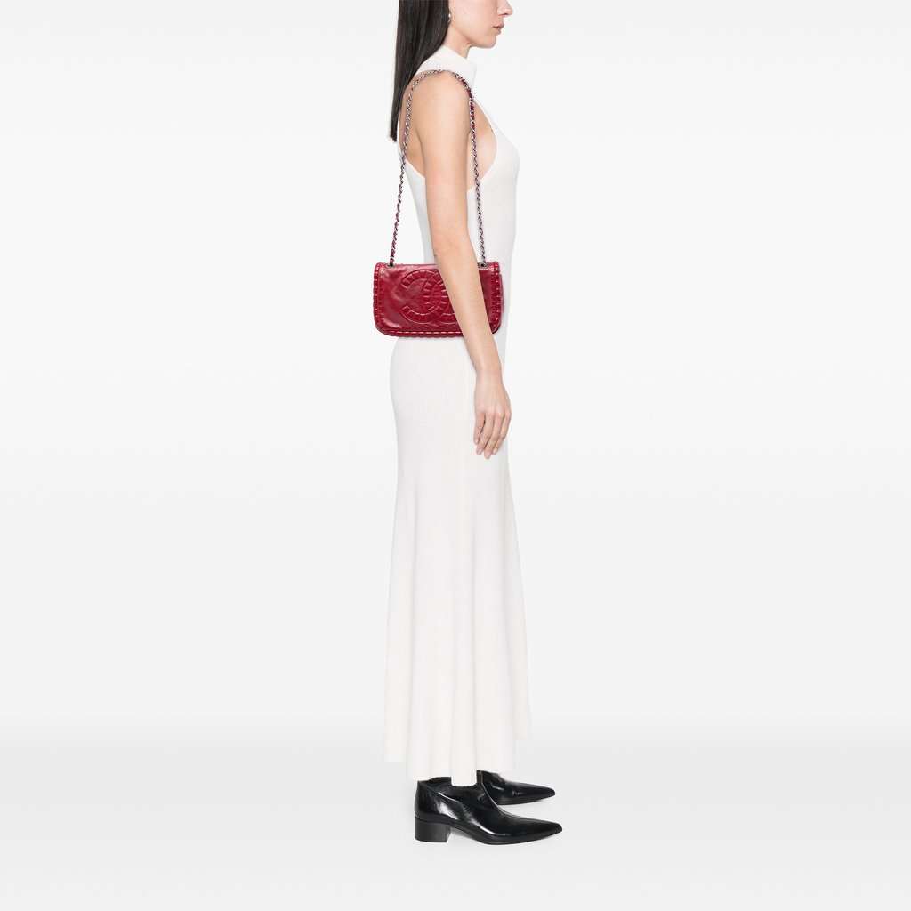 Chanel Paris Shanghai Calfskin On The Bund Pochette Red Leather Very good condition - Box View