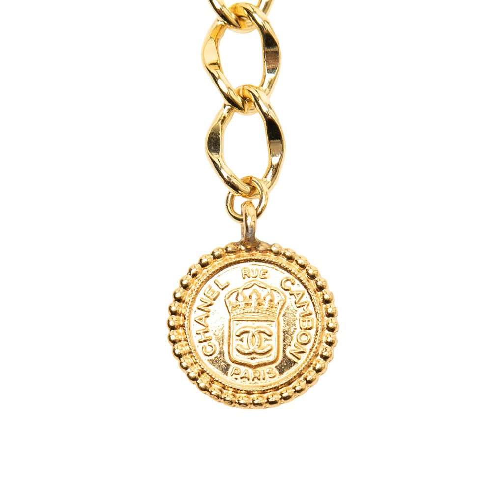 Chanel Gold Plated Rue Cambon Medallion Chain Link Belt Gold Metal Very good - Back View