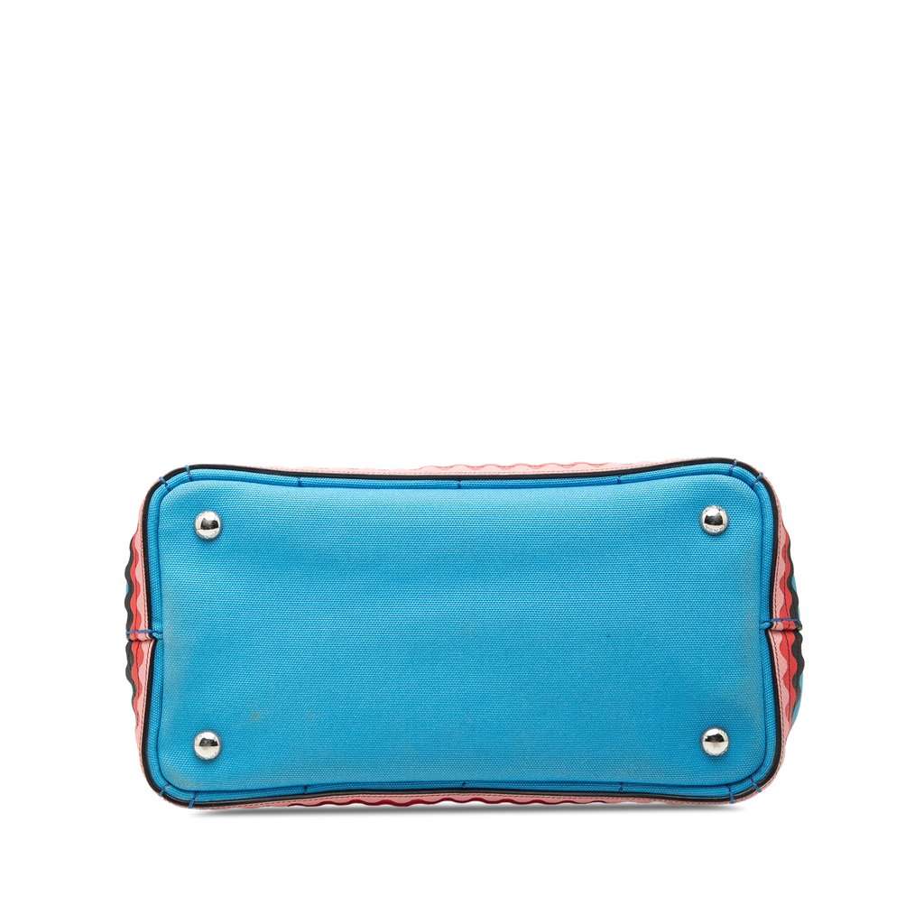 Prada Small Canvas Canapa Nautical Patch Satchel Blue Very good condition - Inside View