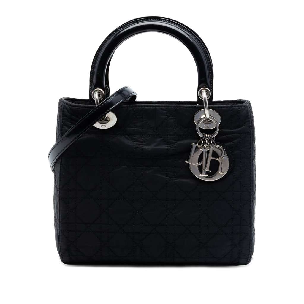 Dior Medium Nylon Cannage Lady Dior Black Very good - Front View