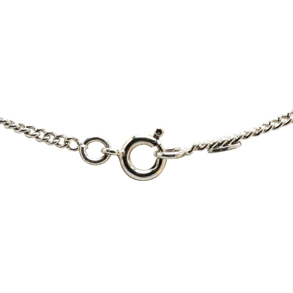 Chanel Silver CC Enamel Pendant Necklace Silver Metal Very good condition - Back View