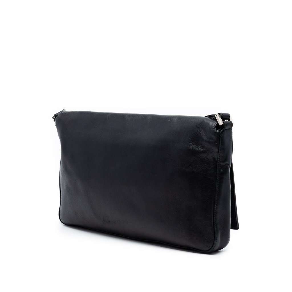 Fendi Calfskin FF Shoulder Bag Black Leather Very good - Back View