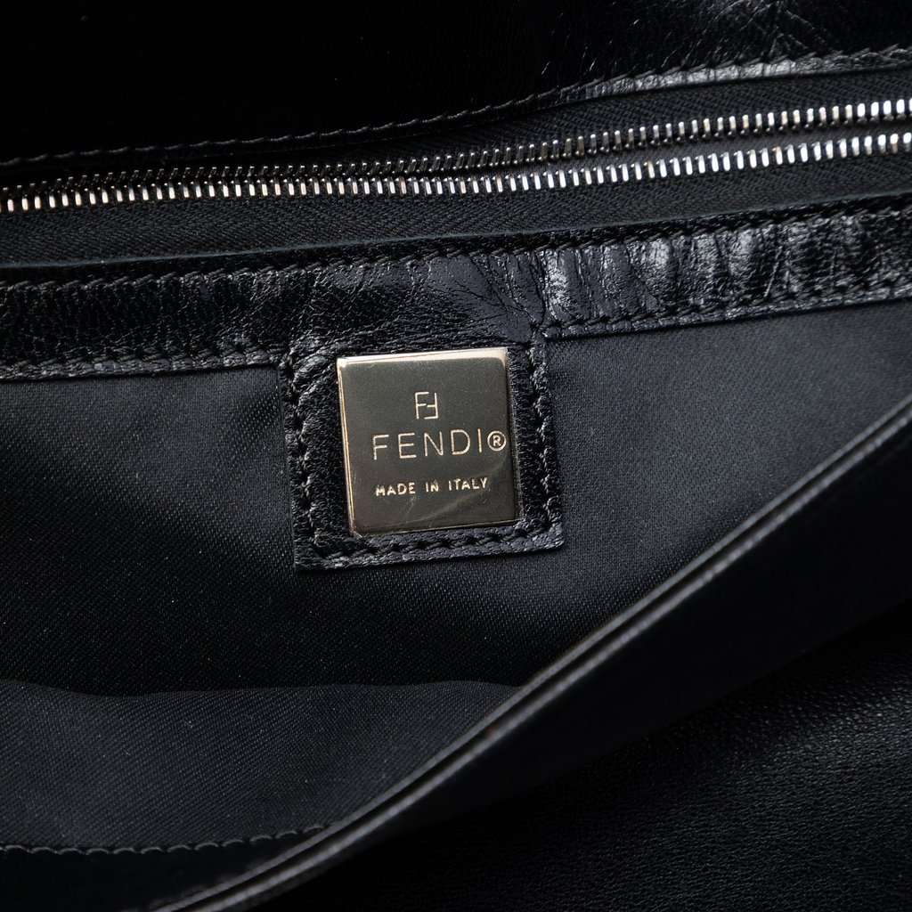Fendi Calfskin FF Shoulder Bag Black Leather Very good - Box View