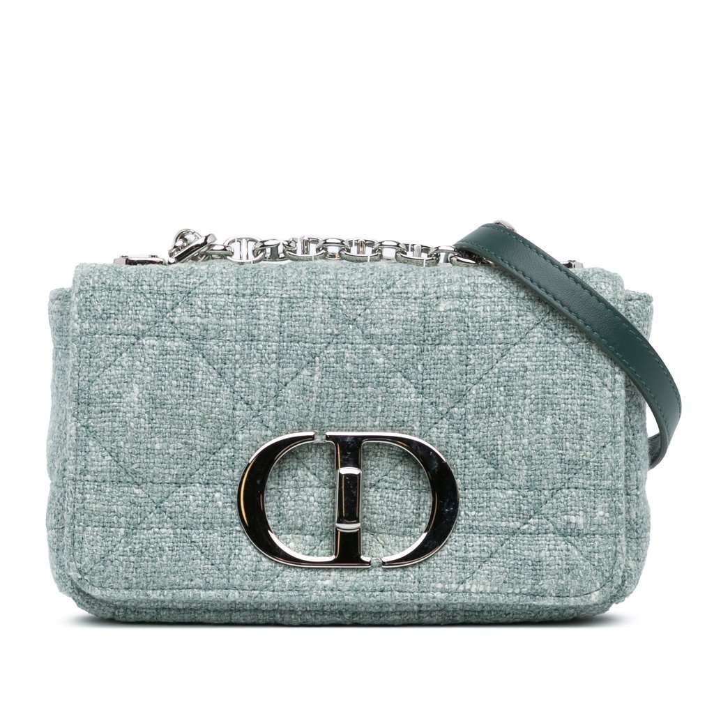 Dior Small Tweed Macrocannage Caro Bag Green Very good - Front View