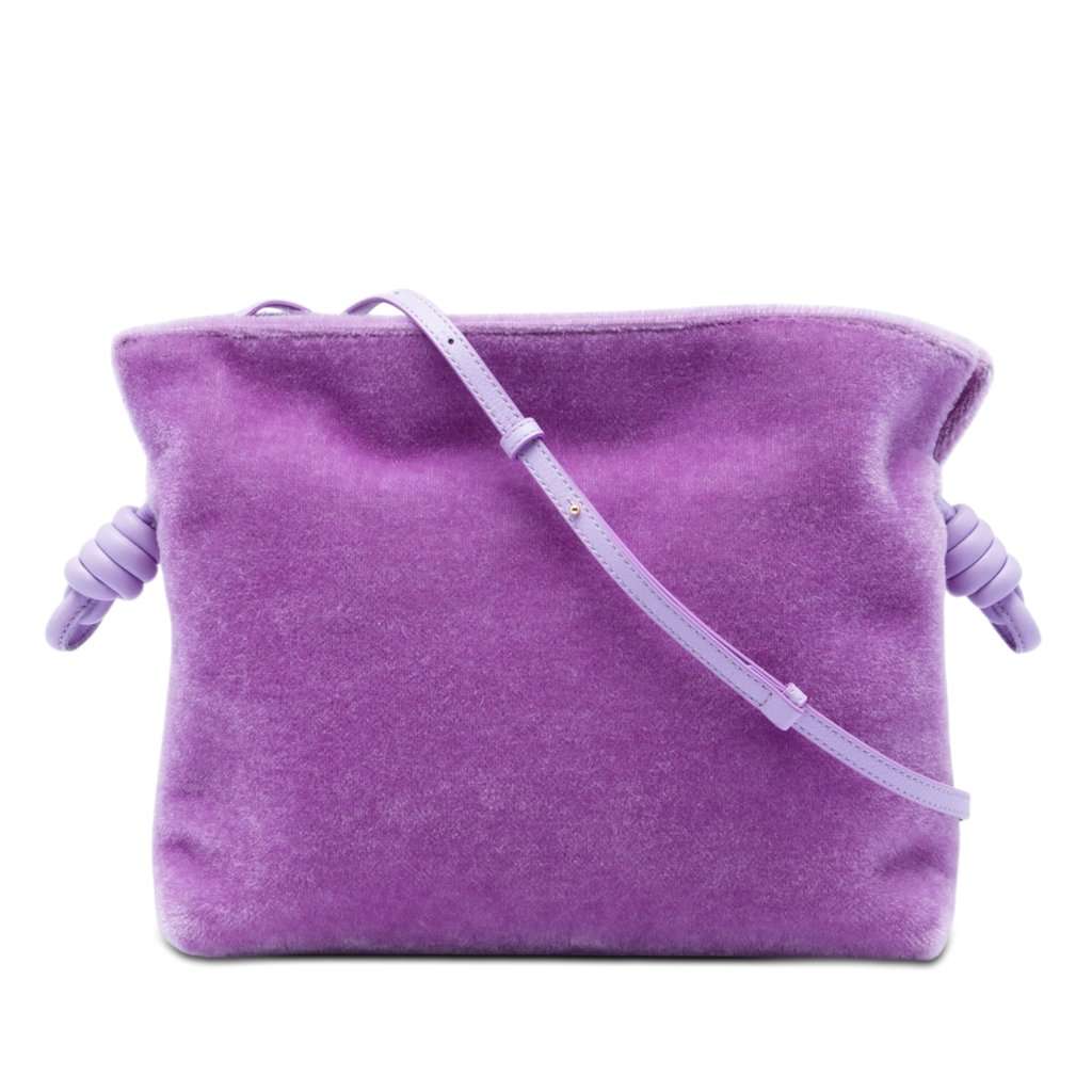 LOEWE Medium Mohair Flamenco Knot Clutch Purple Very good condition - Front View
