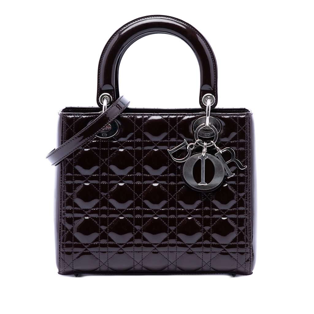 Dior Medium Patent Cannage Lady Dior Purple Leather Very good condition - Front View