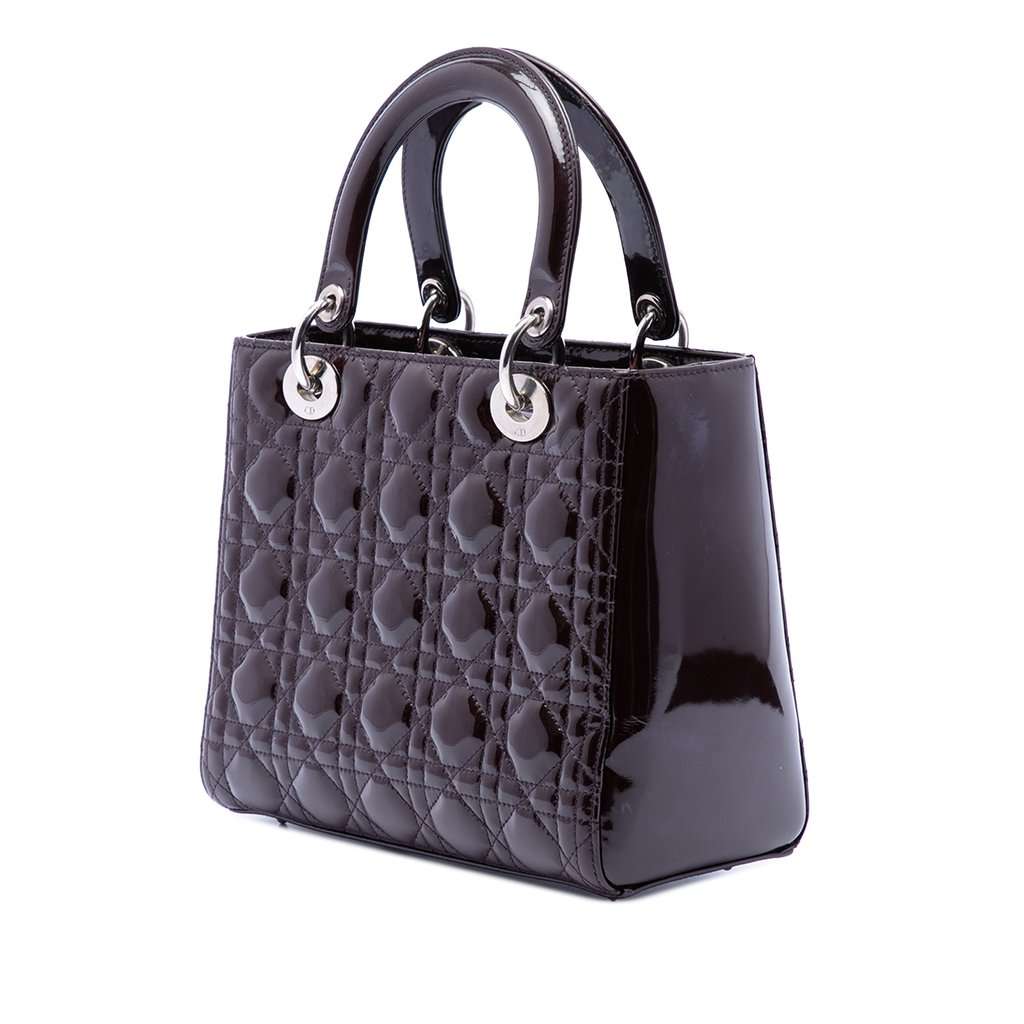 Dior Medium Patent Cannage Lady Dior Purple Leather Very good condition - Back View