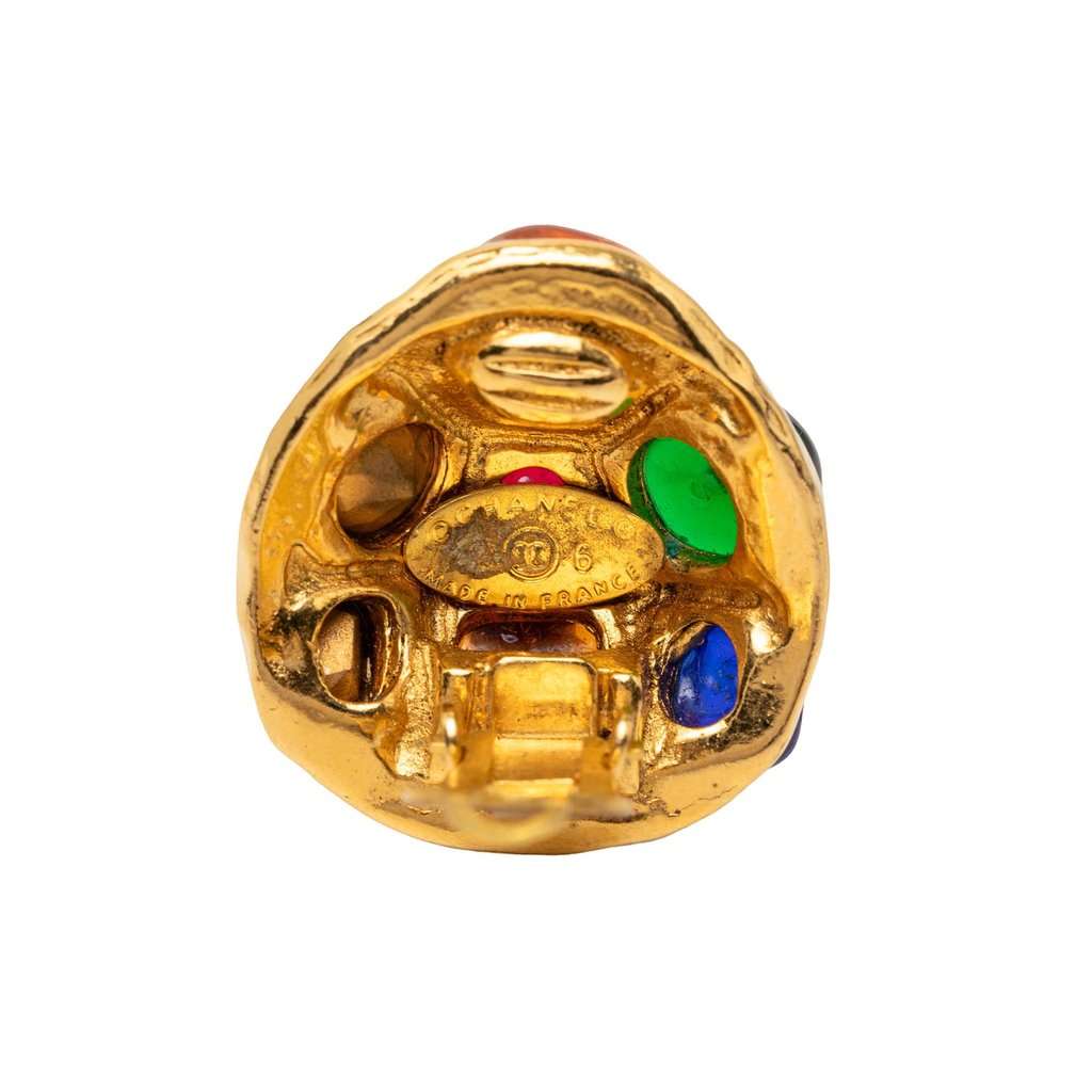 Chanel Gold Plated Gripoix Cabochon Clip On Earrings Gold Metal Very good - Inside View