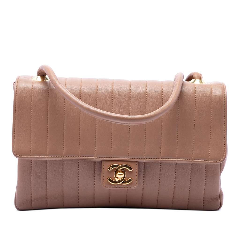 Chanel Medium Vertical Quilted Lambskin Single Flap Brown Leather Good condition - Front View