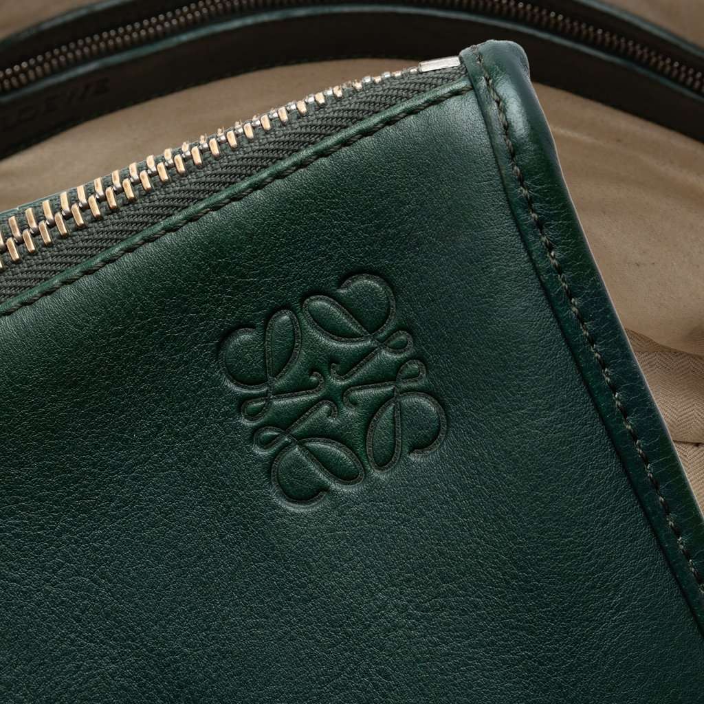 Loewe Leather Anagram Toledo Briefcase Green Leather Very good - Box View