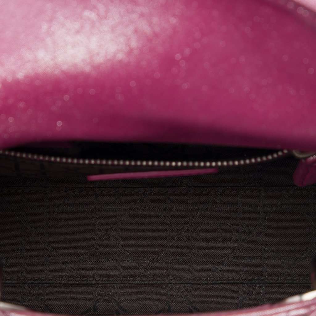 Dior Mini Iridescent Lambskin Cannage Lady Dior Pink Leather Very good - Model View