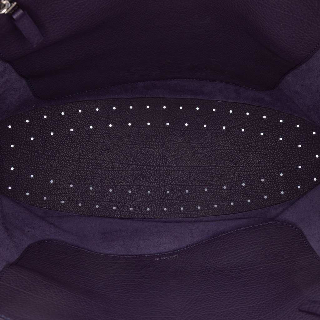 Delvaux Grained Calfskin Le Pin Tote Purple Leather Very good condition - Model View