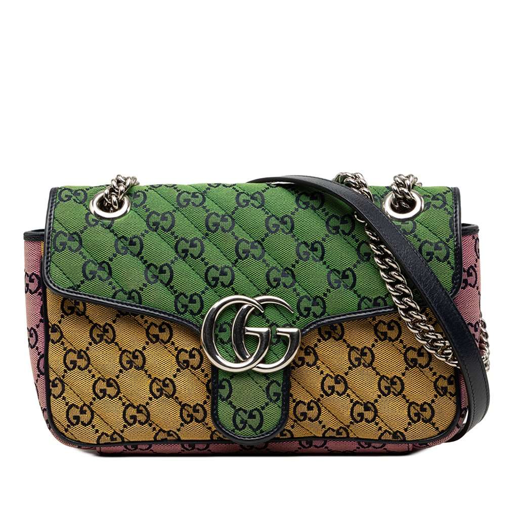 Gucci Medium GG Marmont Multicolor Matelasse Diagonal GG Canvas Shoulder Bag MultiColor Very good condition - Front View