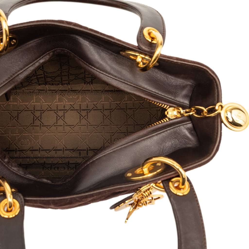 Dior Medium Suede Cannage Lady Dior Brown Leather Very good - Model View