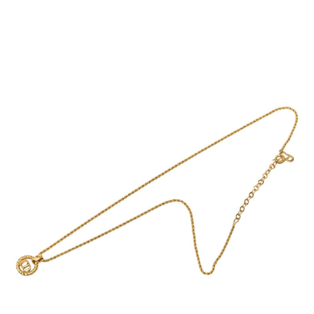 Dior Gold Plated CD Logo Pendant Necklace Gold Metal Very good - Front View