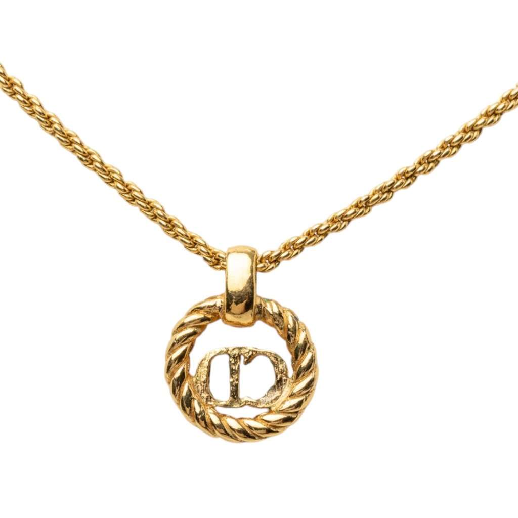 Dior Gold Plated CD Logo Pendant Necklace Gold Metal Very good - Inside View