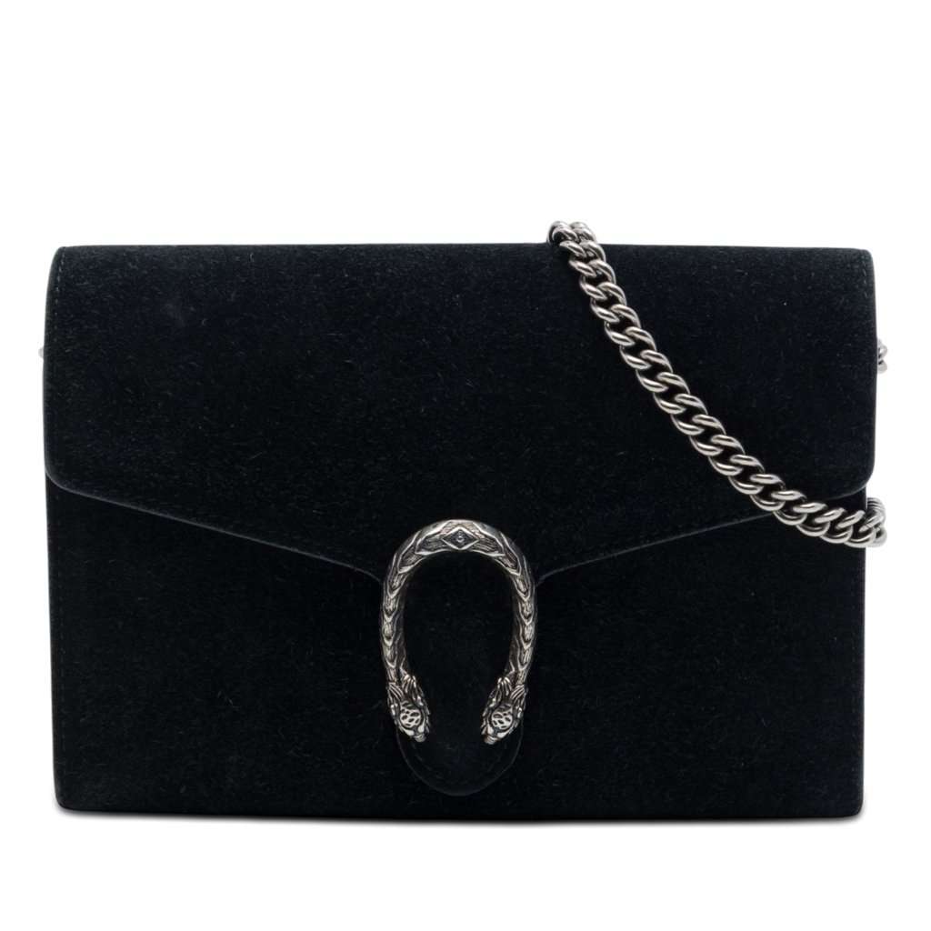 Gucci Suede Dionysus Wallet on Chain Black Leather Very good - Front View