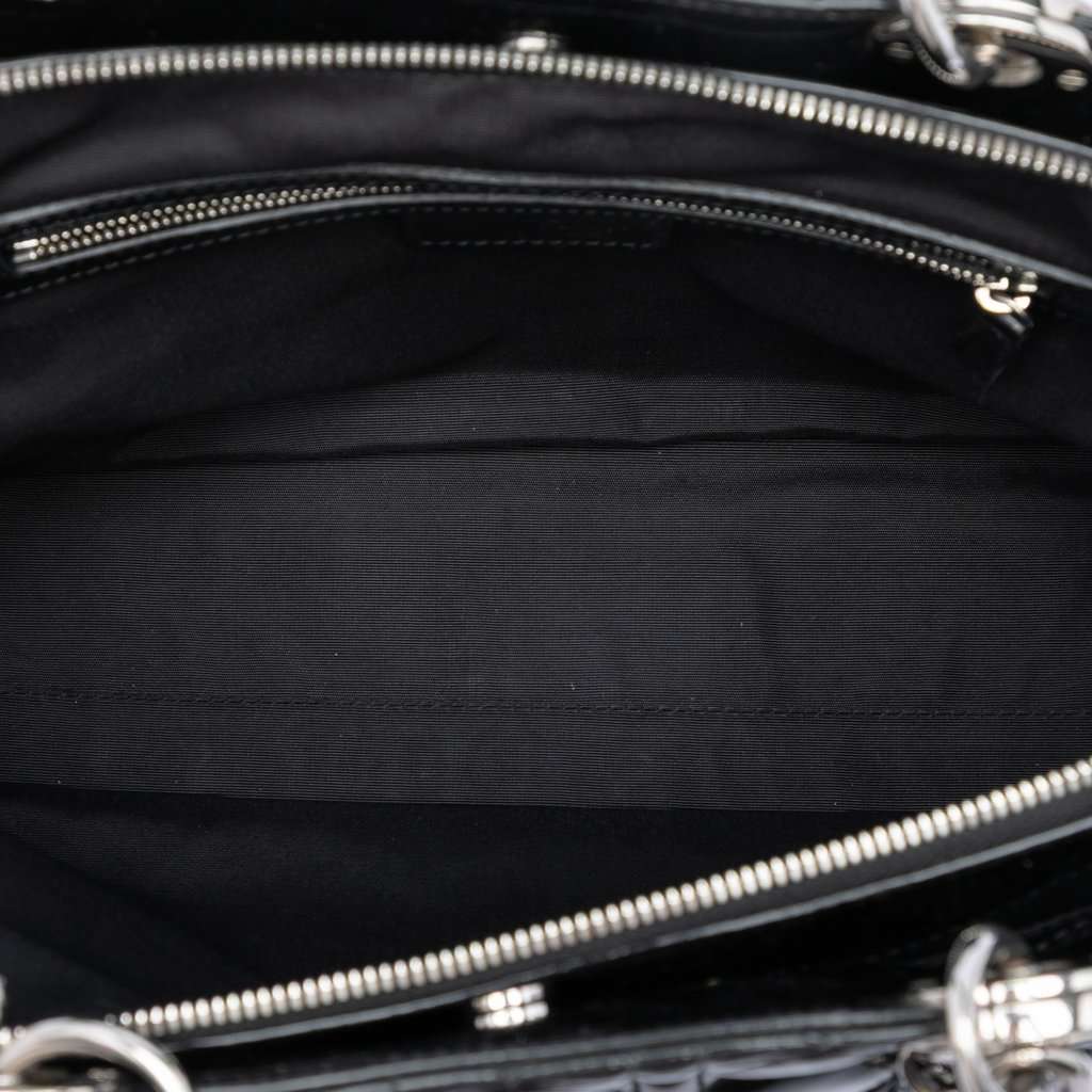 Dior Medium Patent Cannage Lady Dior Soft Shopping Tote Black Leather Very good condition - Model View