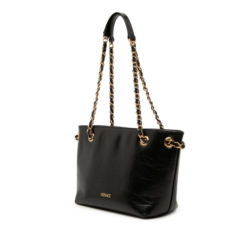Versace Leather La Medusa Shoulder Bag Black Leather Very good condition - Back View