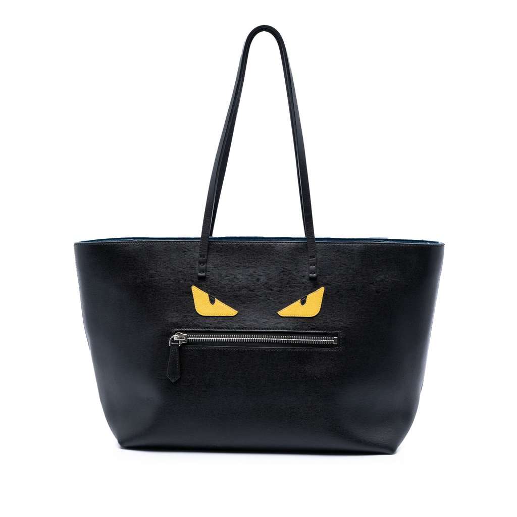 Fendi Leather Monster Roll Tote Black Leather Very good - Front View