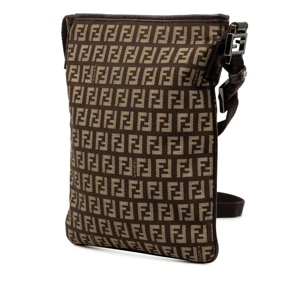 Fendi Zucchino Canvas Crossbody Brown Very good - Back View