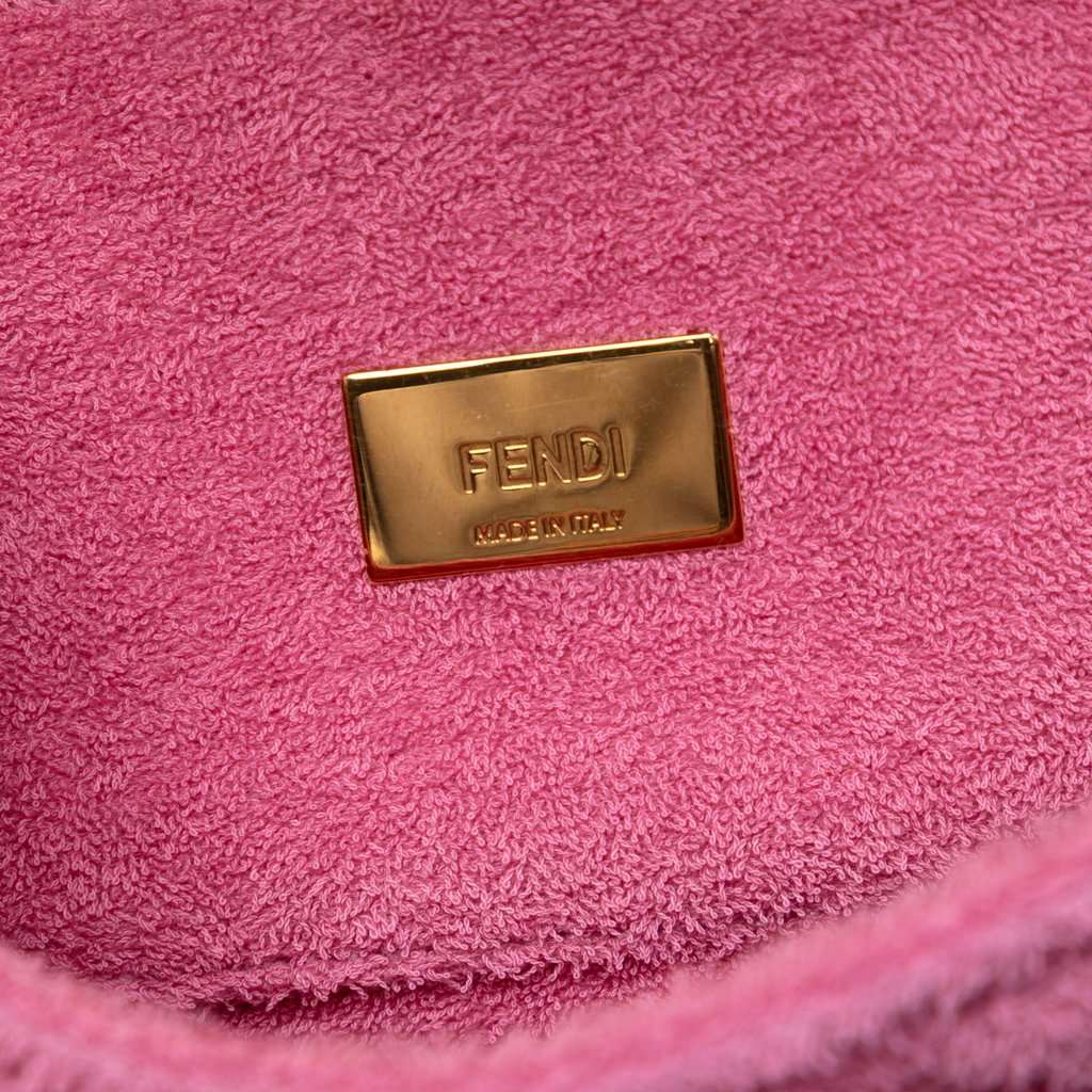 Fendi Embossed Terry Cloth FF 1974 Convertible Belt Baguette Pink Very good condition - Box View